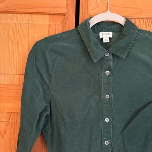 J. Crew Factory Forest Green Button-Up Dress